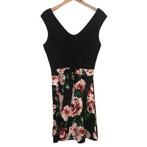 MIUSOL Women’s Solid & Floral-Print Fit & Flare Dress  Size M NEW WITH TAGS